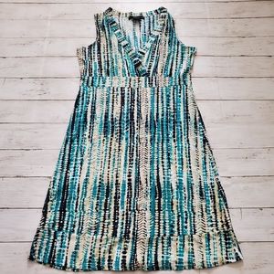 Calvin Klein sleeveless abstract dress cotton‎ blend teal black white